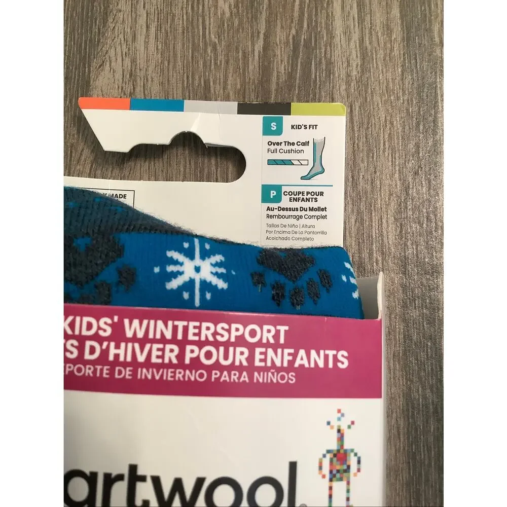 Smartwool Kids Small Twilight Blue Wintersport Polar Bear O.T.C Socks B23-9